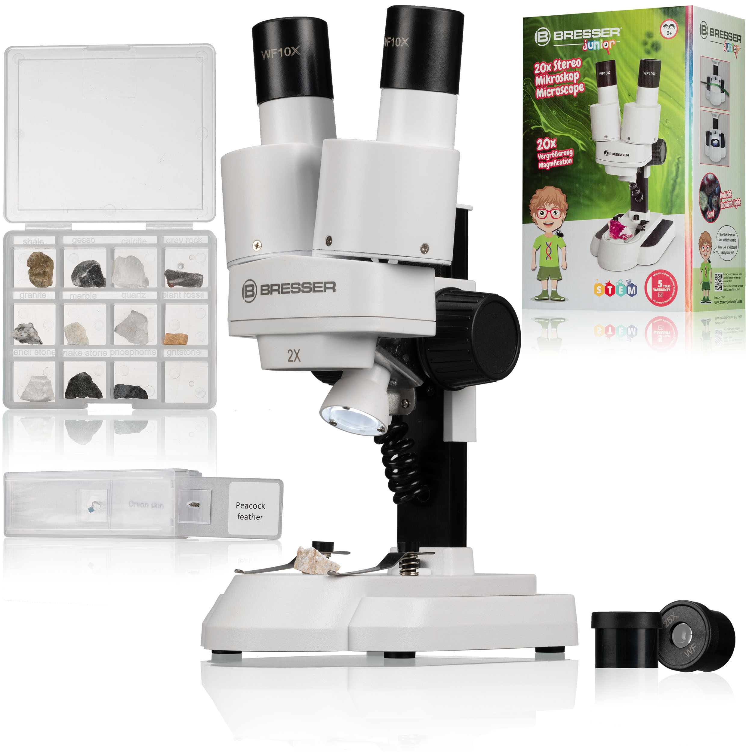 Microscopio a luce trasmessa e incidente BRESSER JUNIOR con ingrandimento 20x e 50x