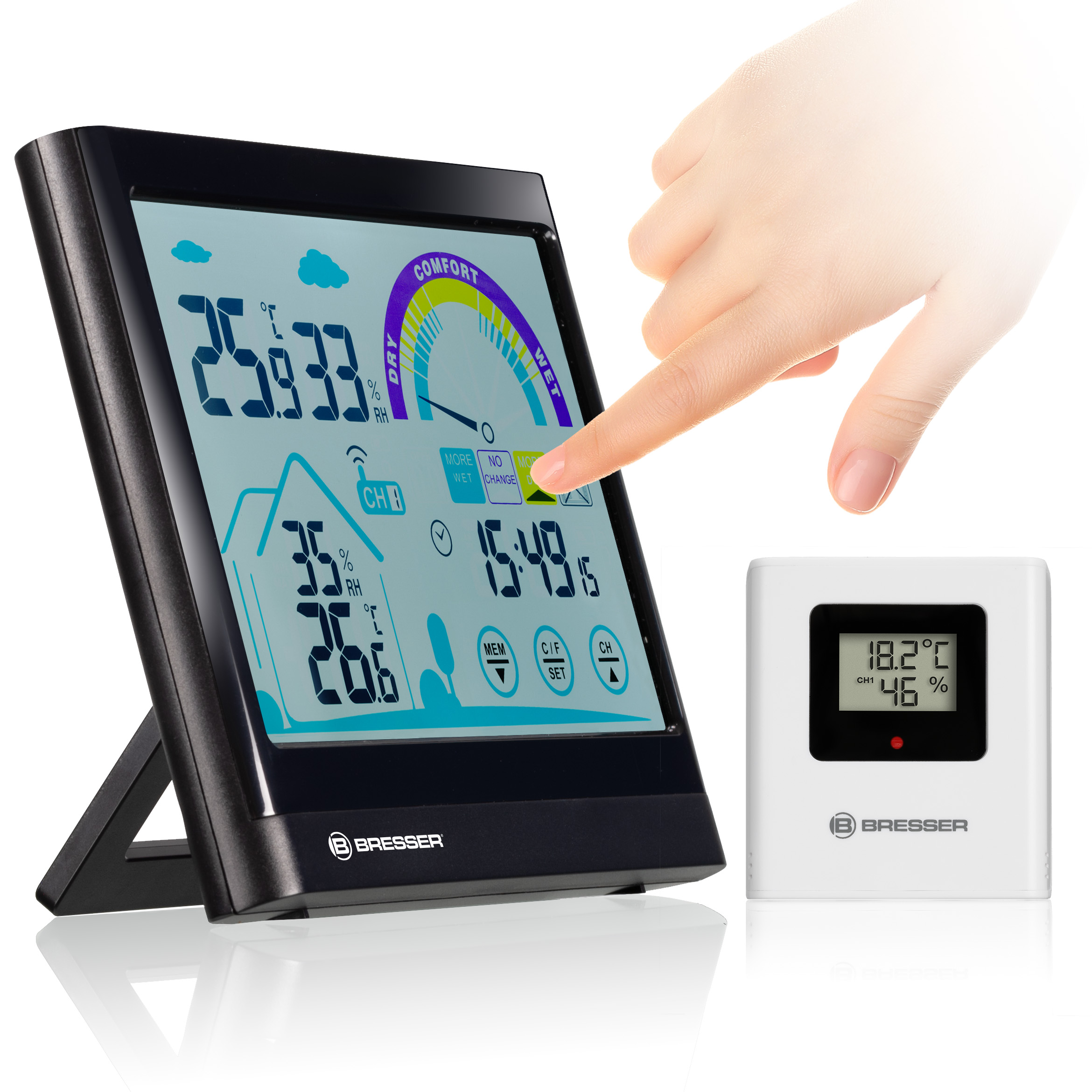 Termometro/igrometro VentAir BRESSER con funzione touchscreen e consigli per la ventilazione