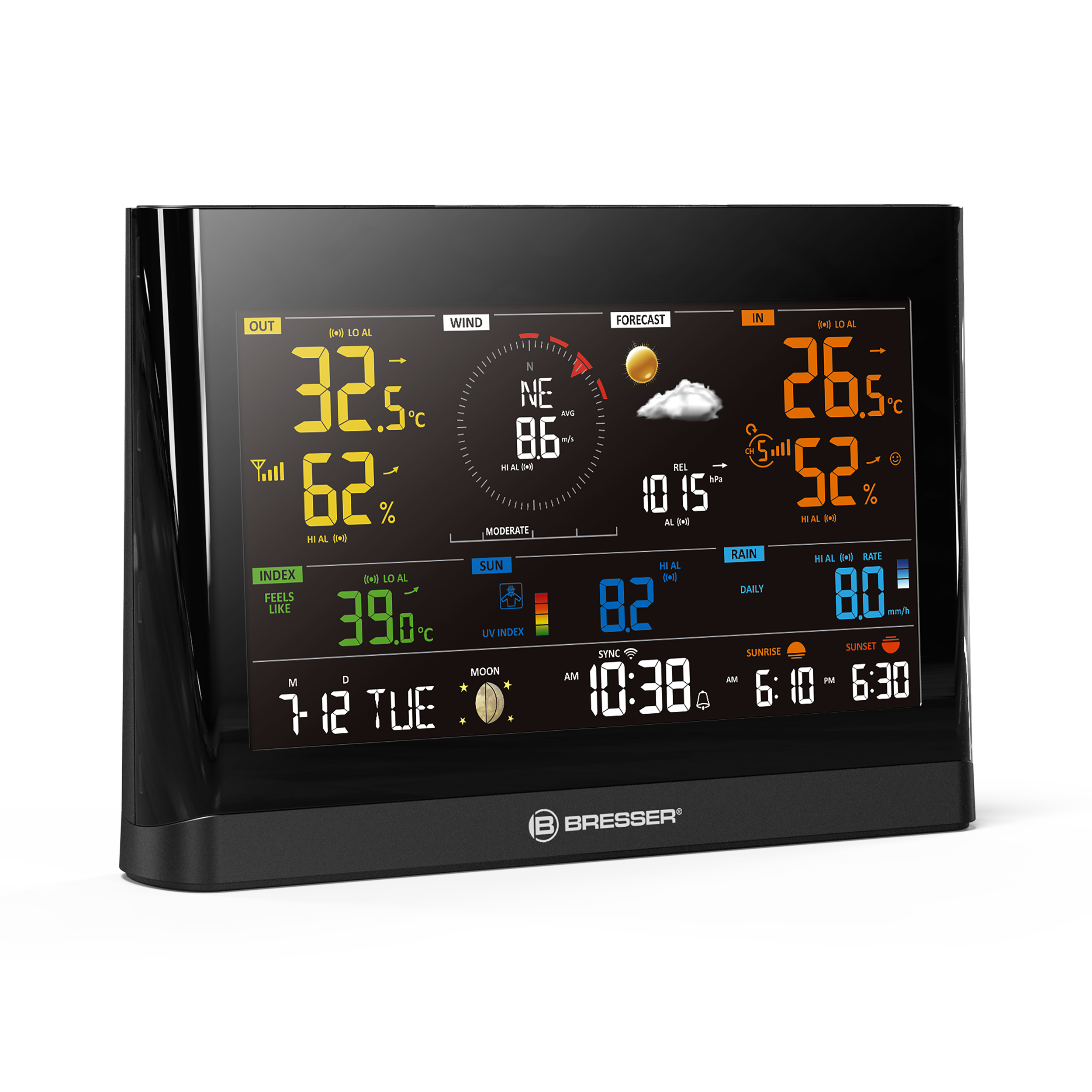 Centrale meteorologica WLAN Comfort BRESSER con sensore professionale 7 in 1 e moderno display a colori