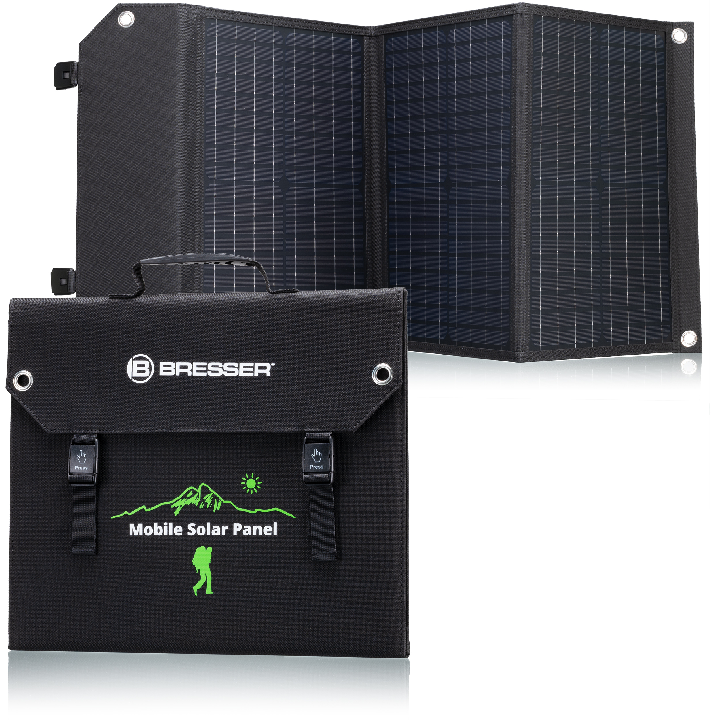 BRESSER Set accumulatore portatile 100 W + caricabatterie solare portatile 40 W
