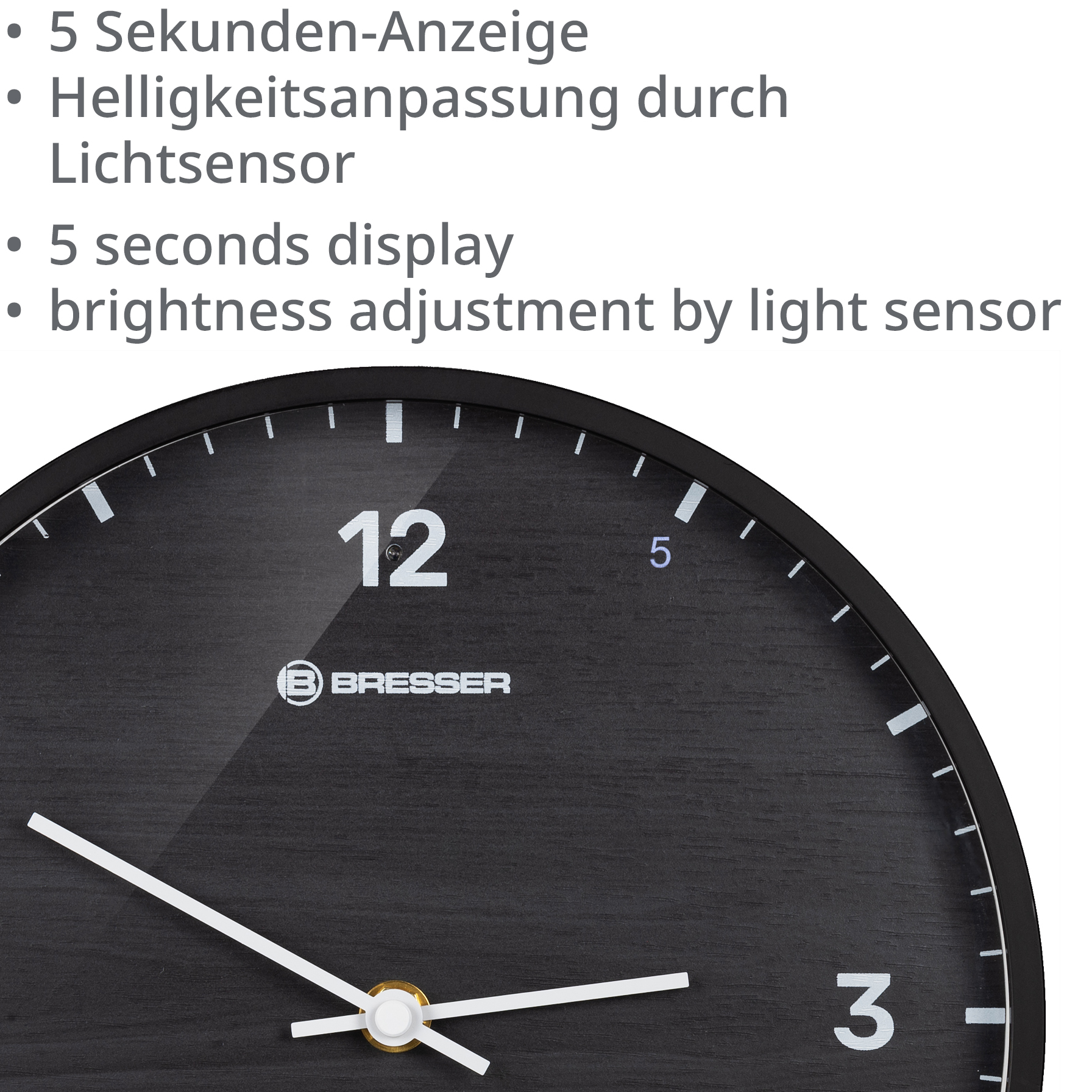 Orologio da parete BRESSER MyTime LEDsec da 24 cm con indicazione della temperatura