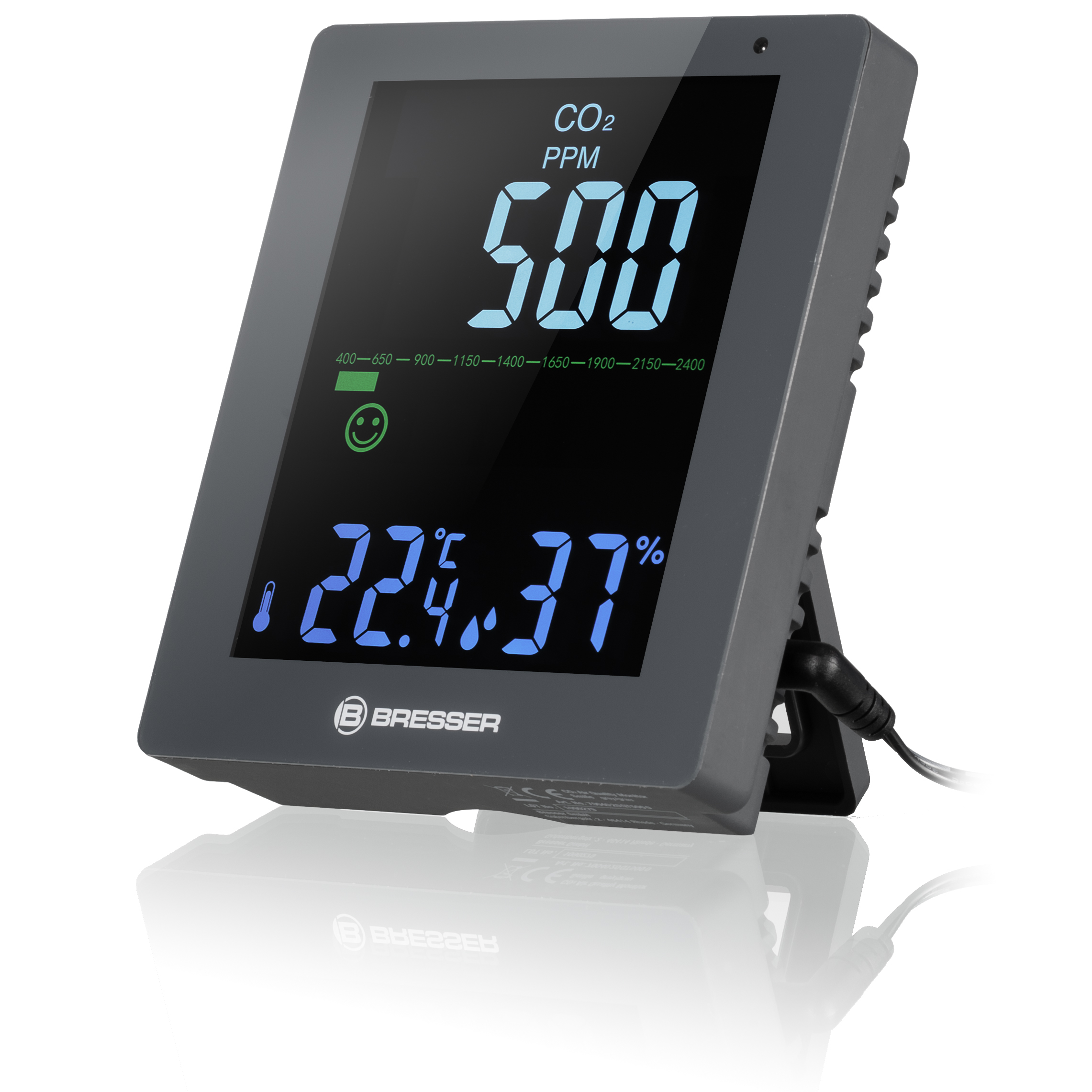 Monitor CO2 della qualità dell'aria Smile BRESSER con semaforo CO2