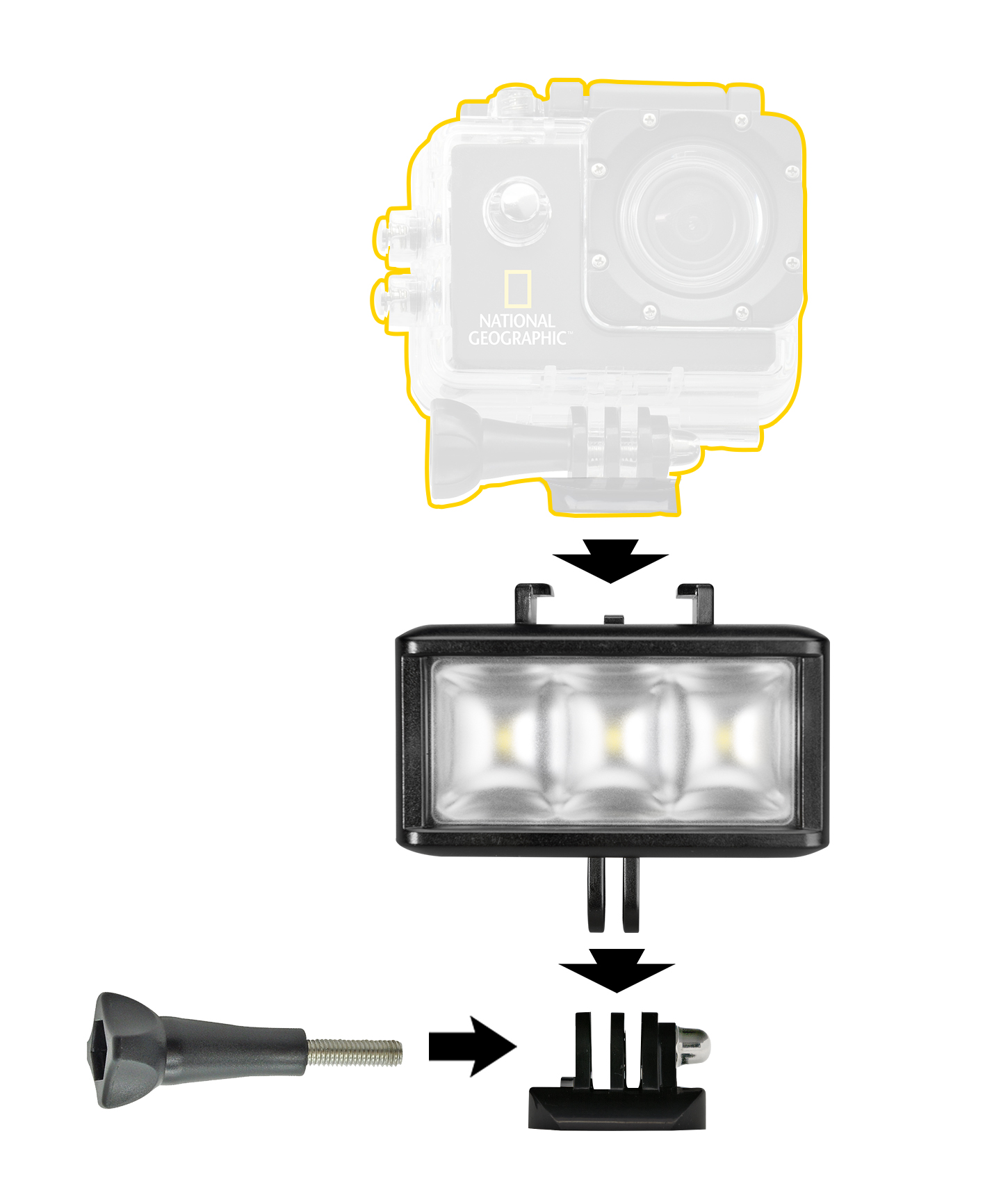 NATIONAL GEOGRAPHIC Action Cam Luce LED
