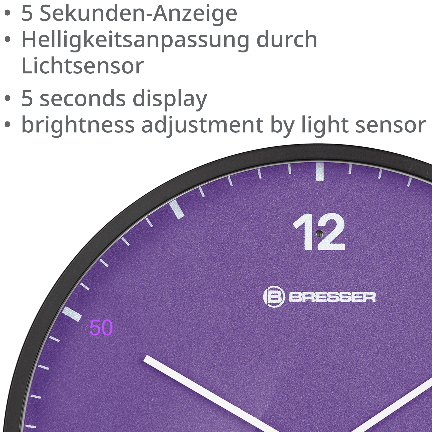 Orologio da parete BRESSER MyTime LEDsec da 24 cm con indicazione della temperatura