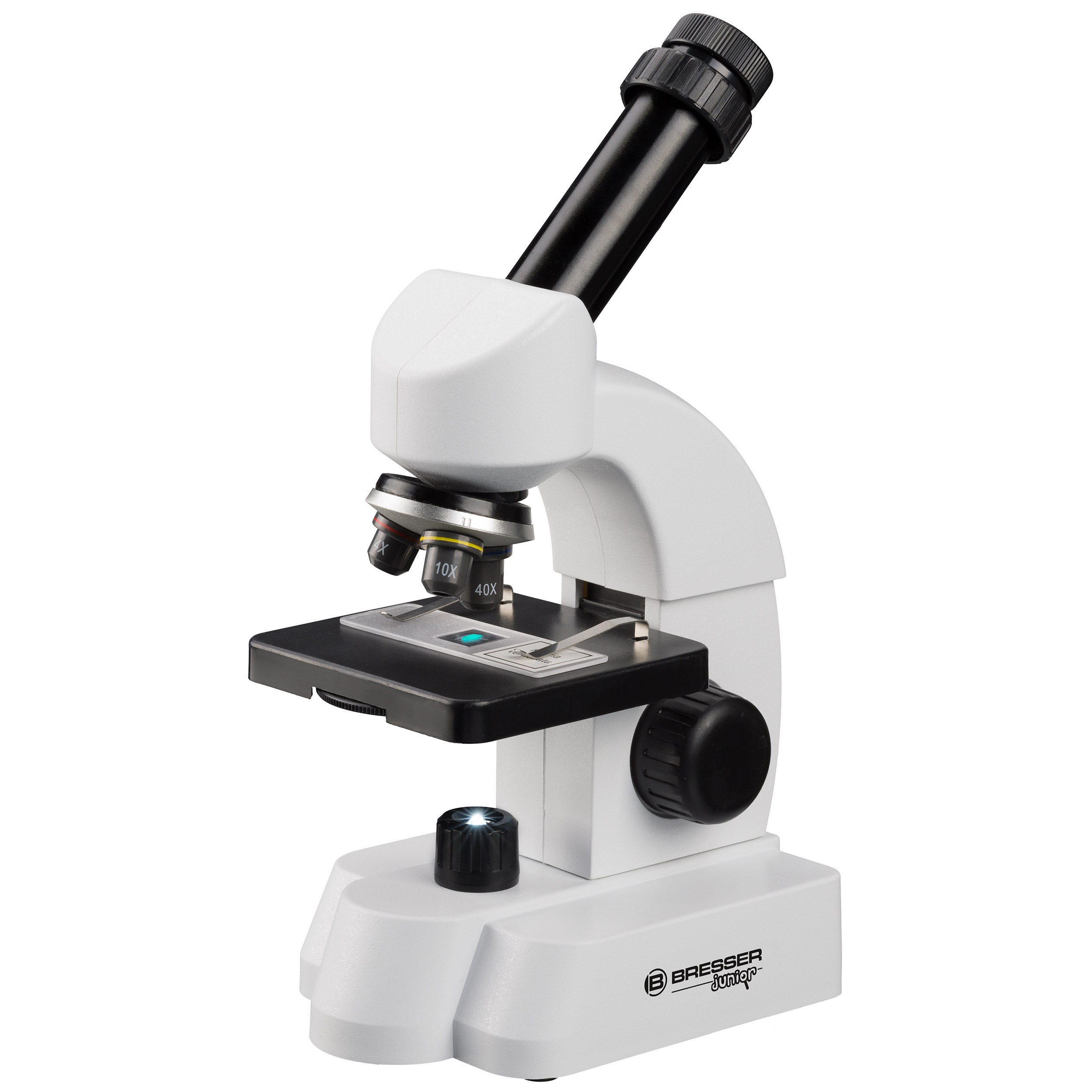 Microscopio BRESSER JUNIOR 40-640x con kit per esperimenti smart e codice QR per maggiori informazioni