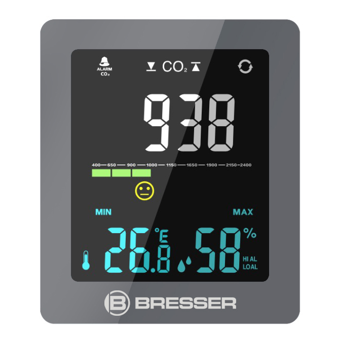 Monitor CO2 della qualità dell'aria Smile BRESSER con semaforo CO2