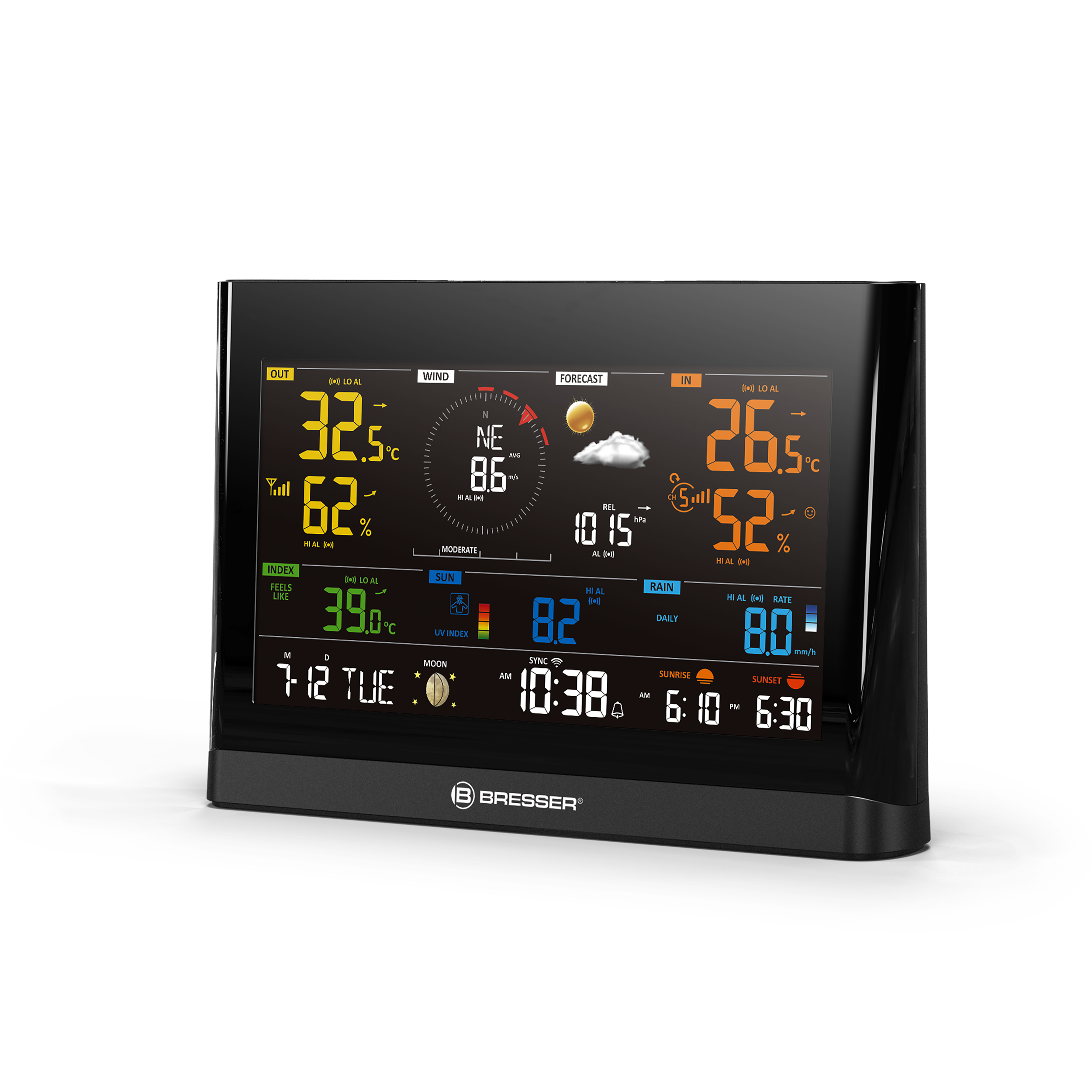 Centrale meteorologica WLAN Comfort BRESSER con sensore professionale 7 in 1 e moderno display a colori